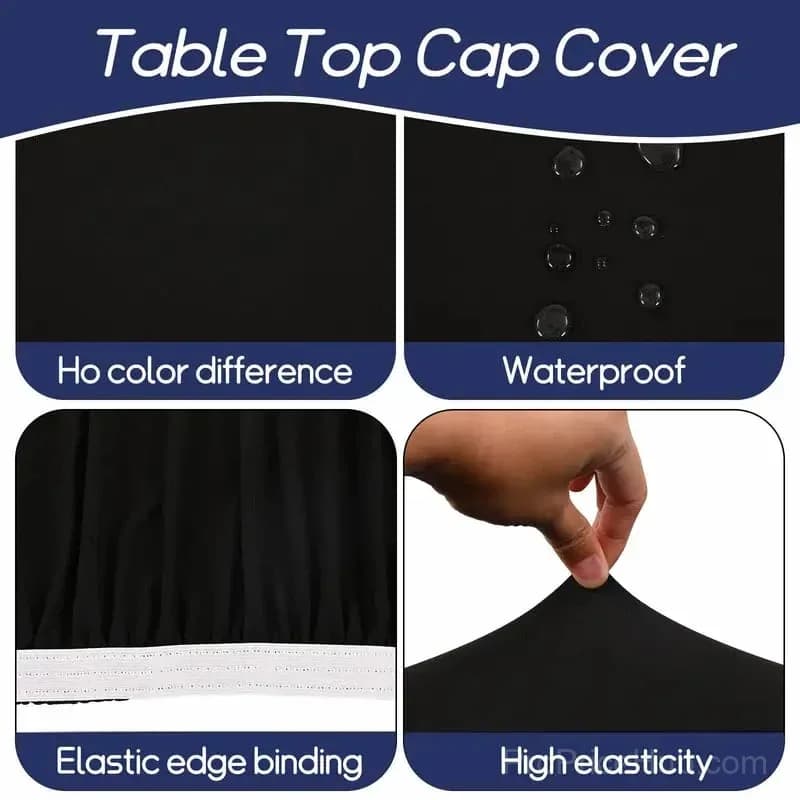 Stretch Fabric Table Top Cap Cover – Elastic Edge, Waterproof, Reusable - Alt