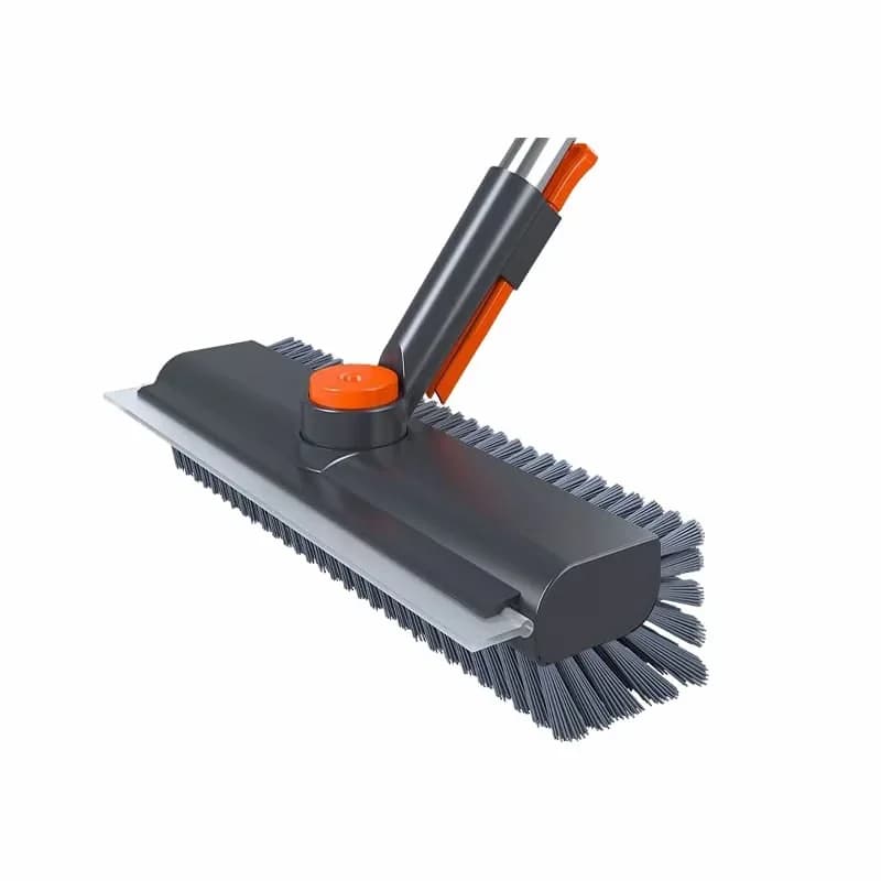 Hard Bristle Tile Floor Brush with 360° Swivel Head, Grey - View 1