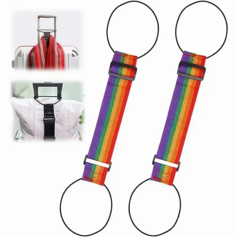 2-Pack Strong Adjustable Rainbow Luggage Connector Straps - View 1
