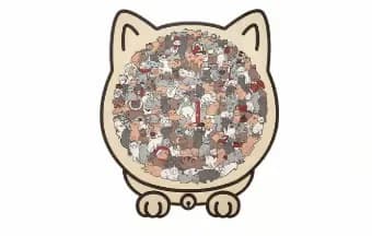 135-Piece Cat-Shaped Wooden Puzzle, Morandi Colors - View 1