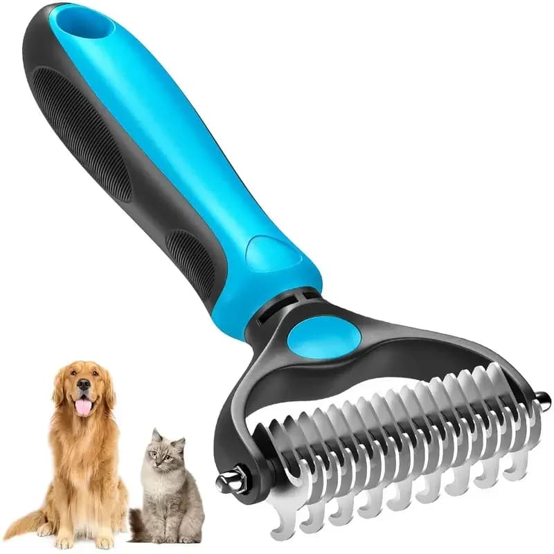Double-Sided Deshedding Pet Brush for Dogs & Cats, Ergonomic Grooming Tool - View 1