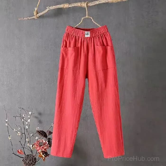 Women's Loose Fit Pants, White, Size S - View 14
