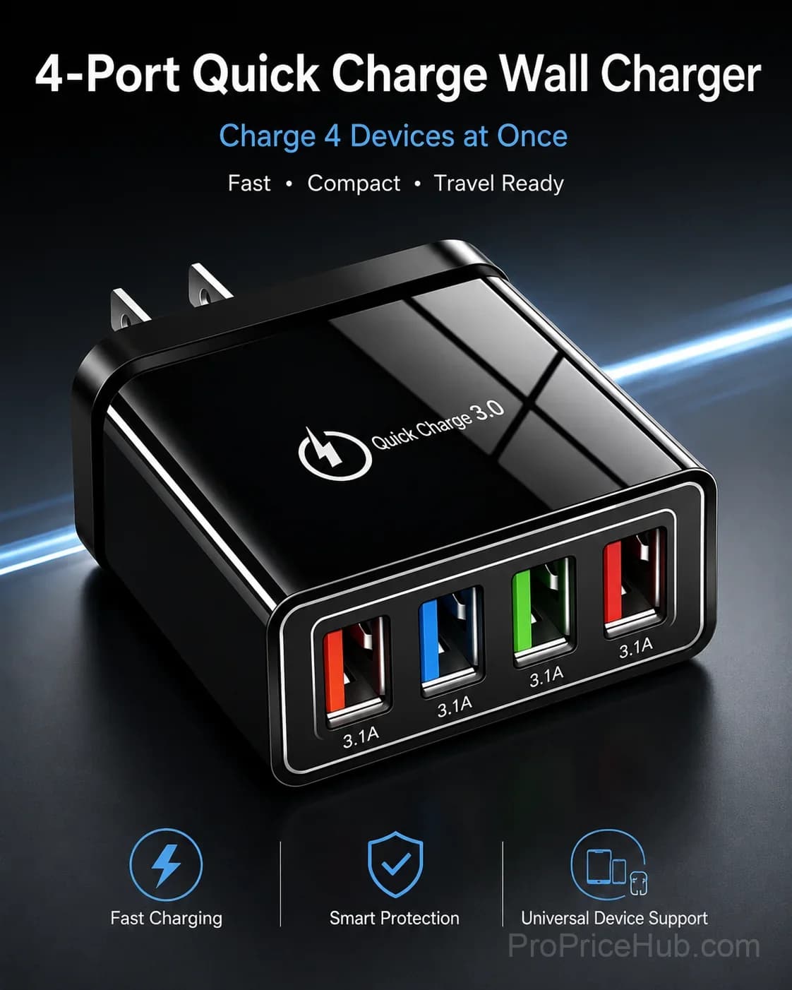 The Charger Big Tech Hates⚡4-Port Quick Charge 3.0 + AI Performance Boost - View 1