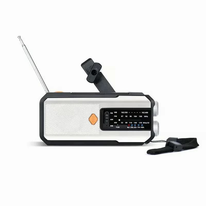 Solar Hand-Crank Emergency Weather Radio, White - View 1