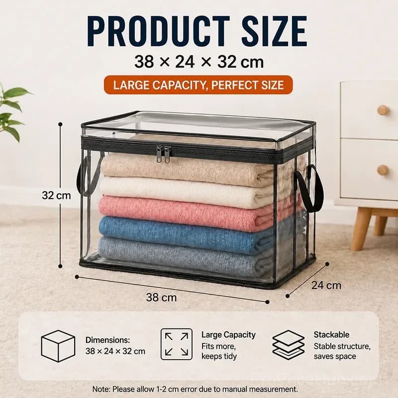 Portable Large Heavy-Duty Clear Plastic Storage Box with Hinged Lid - View 15
