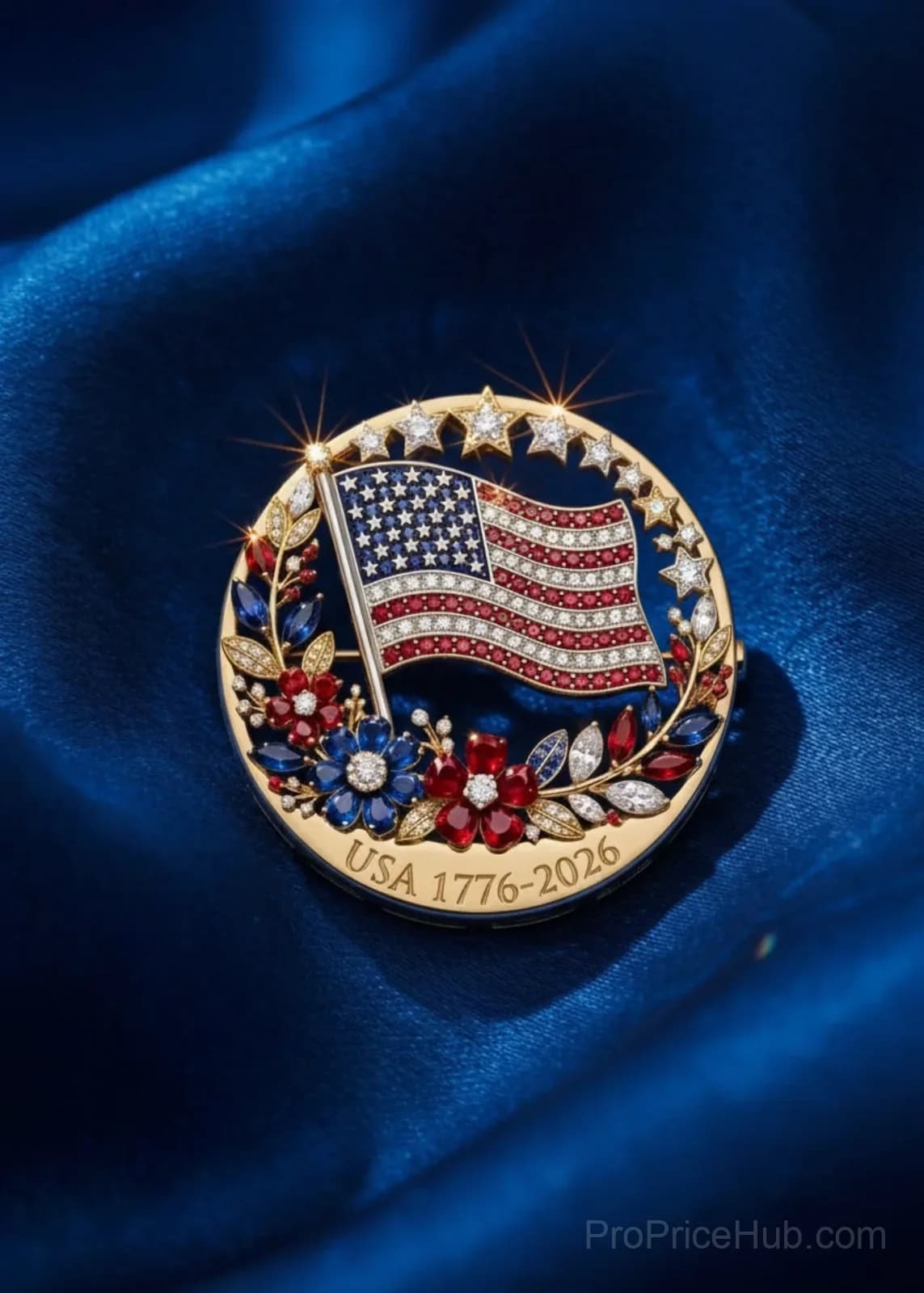 250th Anniversary USA Enamel Brooch Pin - View 7