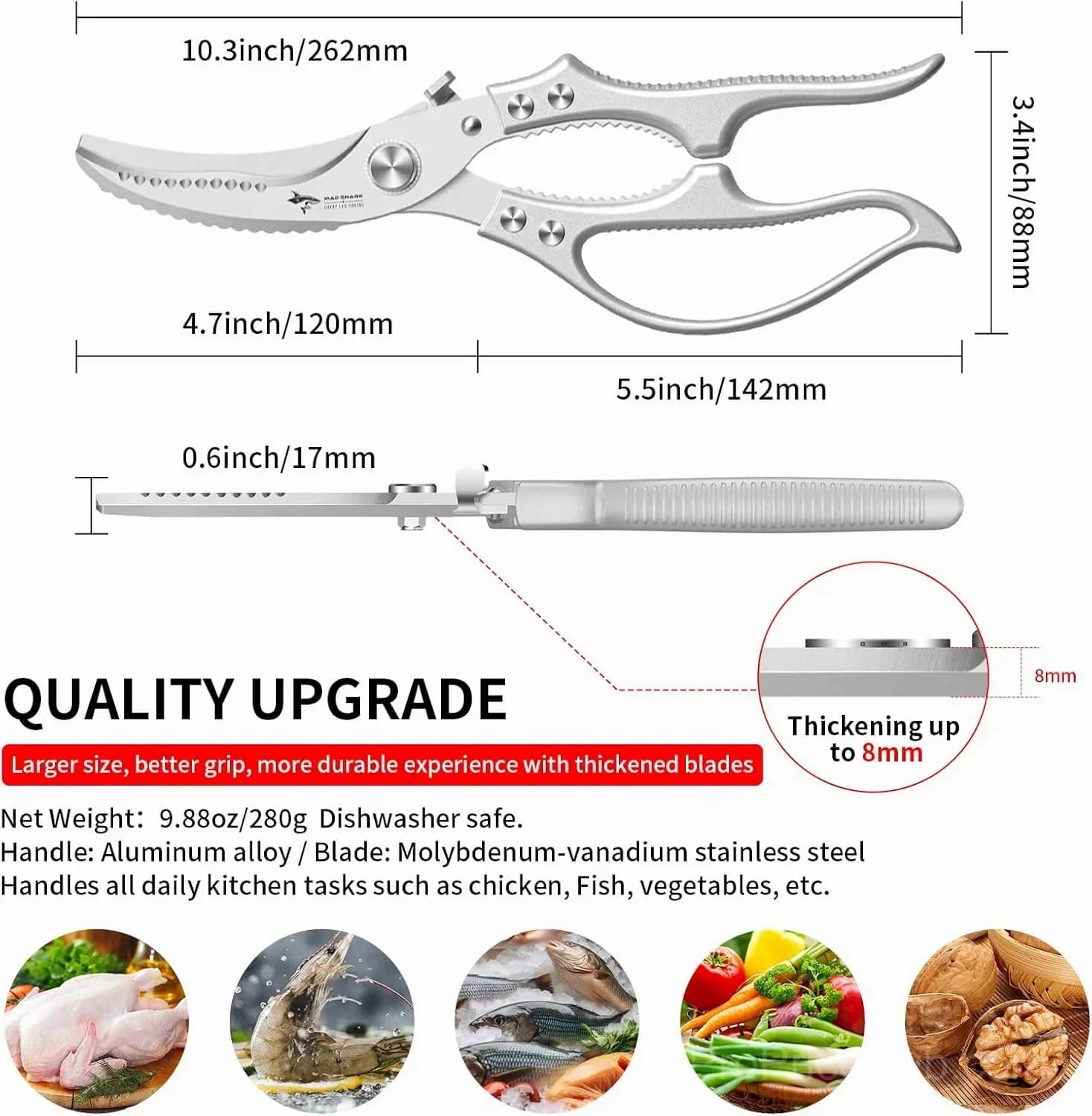 Heavy-Duty Multifunction Kitchen Shears – 4-in-1 with Fish Scaler & Bottle Opener - View 3