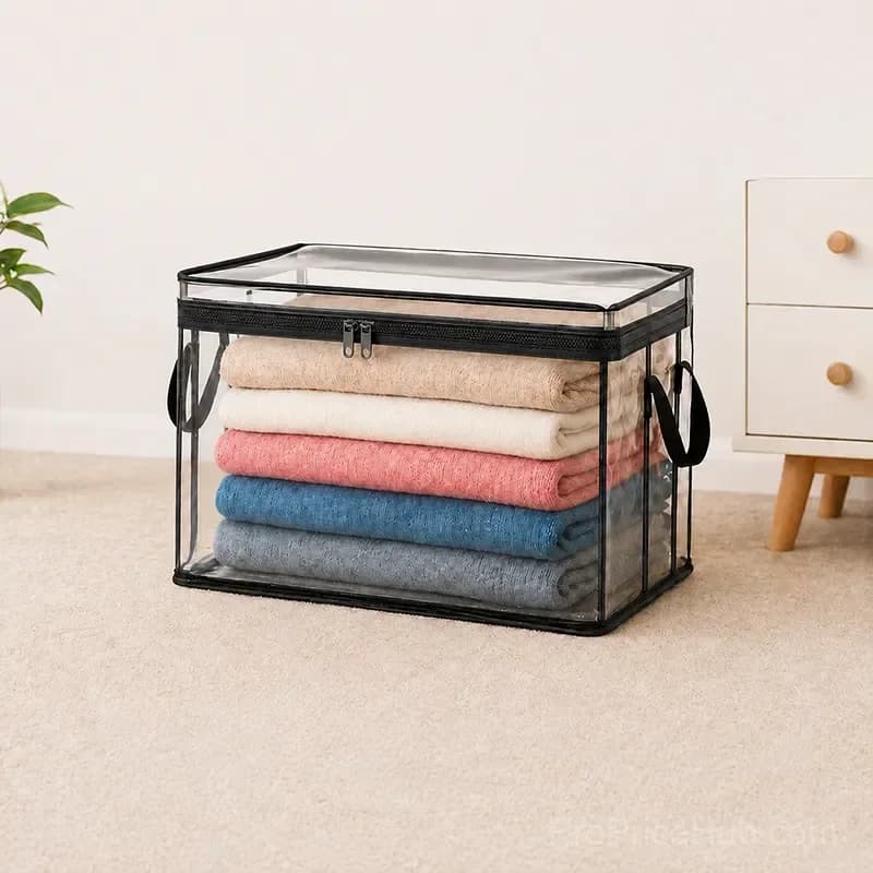 Portable Large Heavy-Duty Clear Plastic Storage Box with Hinged Lid - Main
