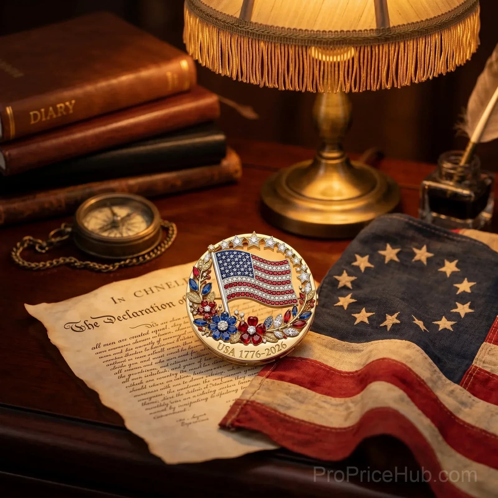 250th Anniversary USA Enamel Brooch Pin - View 5