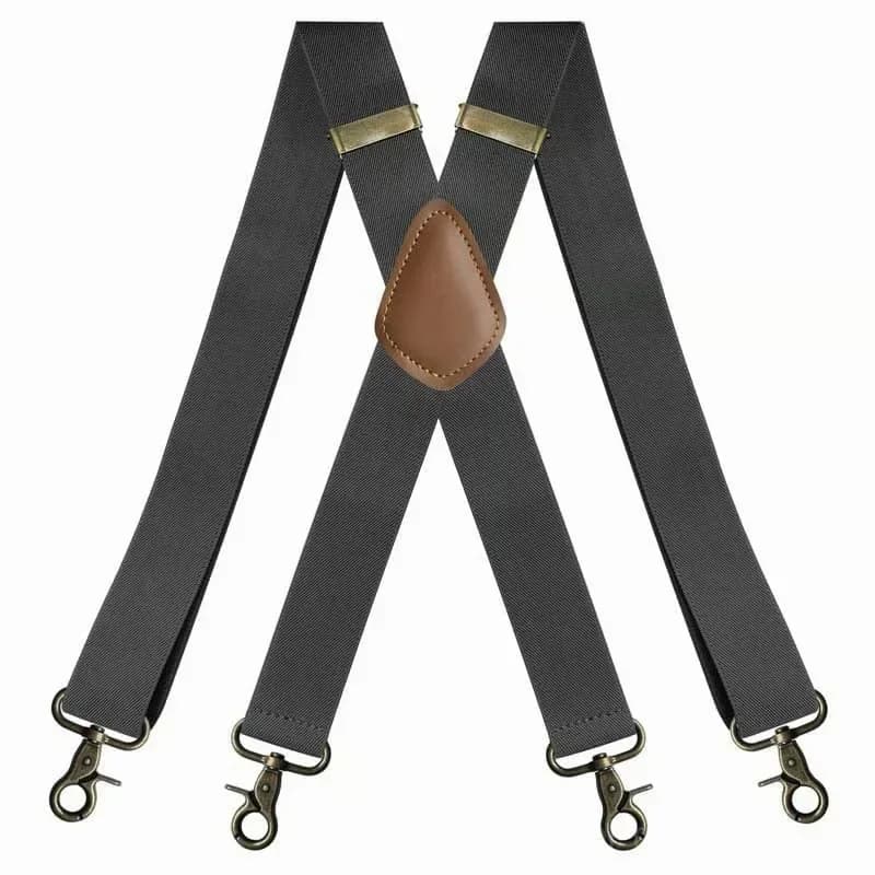Adjustable X-Back Work Suspenders, Black/Beige/Coffee/Grey - View 7