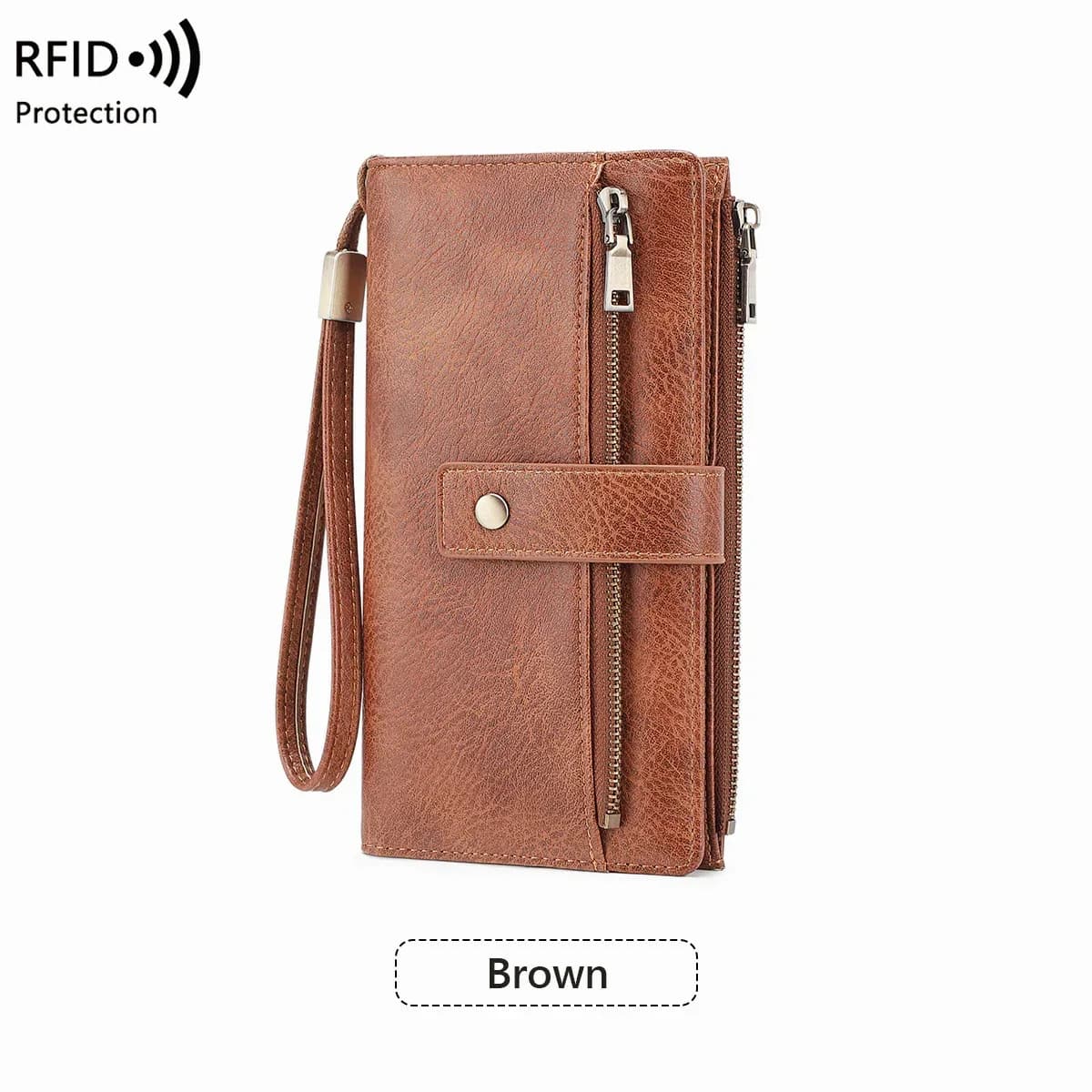 Women's RFID Blocking Leather Long Wallet - Stylish Solid Color Clutch - View 15