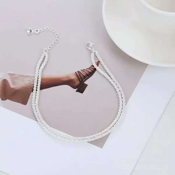 Minimalist Layered Shiny Anklet for Women - View 9