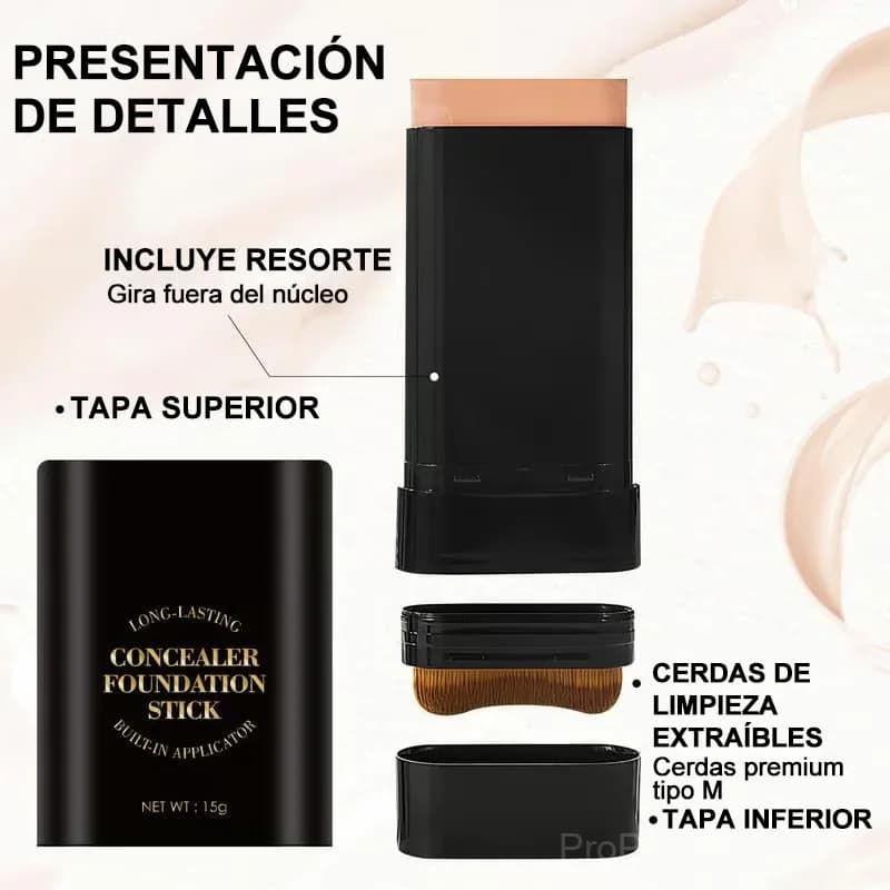 Double-Ended Concealer Stick Foundation with Brush, 01 Ivory - View 3