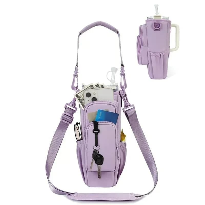 Pink Crossbody Insulated Cup Sleeve Drink Holder - View 4