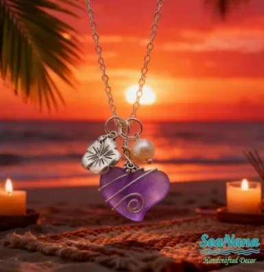 Handcrafted Heart Sea Glass Necklace - View 9