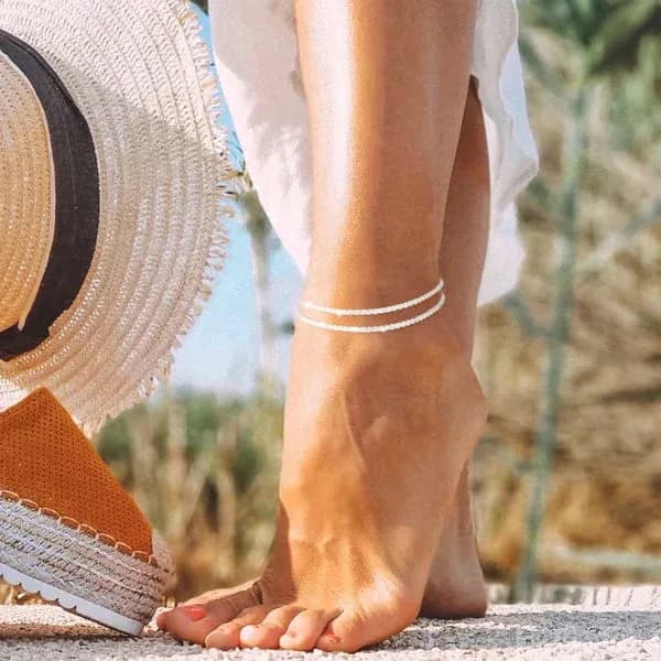 Minimalist Layered Shiny Anklet for Women - View 3