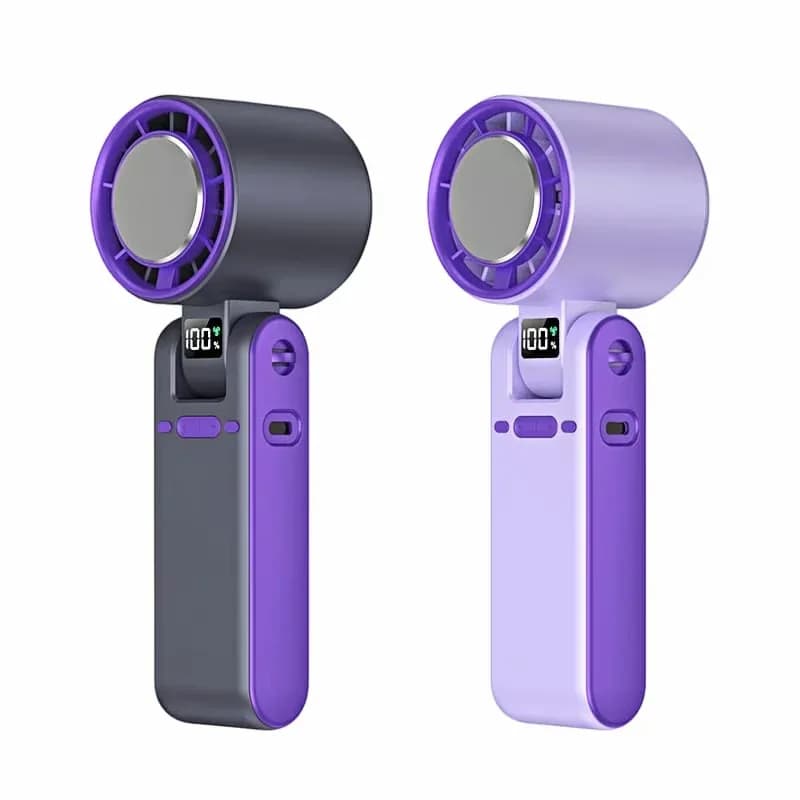 Handheld Semiconductor Cooling Fan, Grey/Purple - View 1