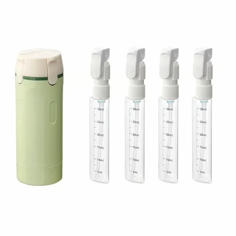 4-in-1 Leakproof Rotating Travel Dispenser Set, White - Alt