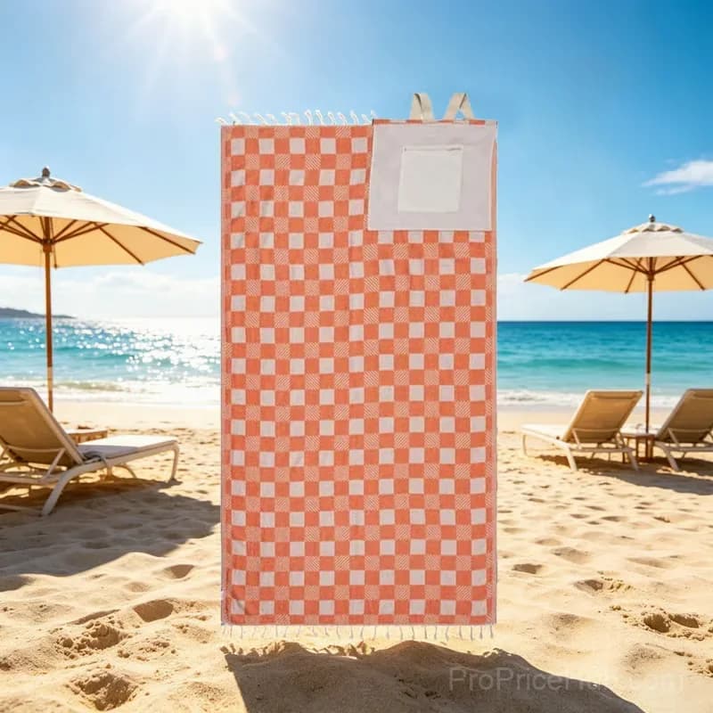 2-in-1 Convertible Beach Towel Tote Bag, Orange - Main