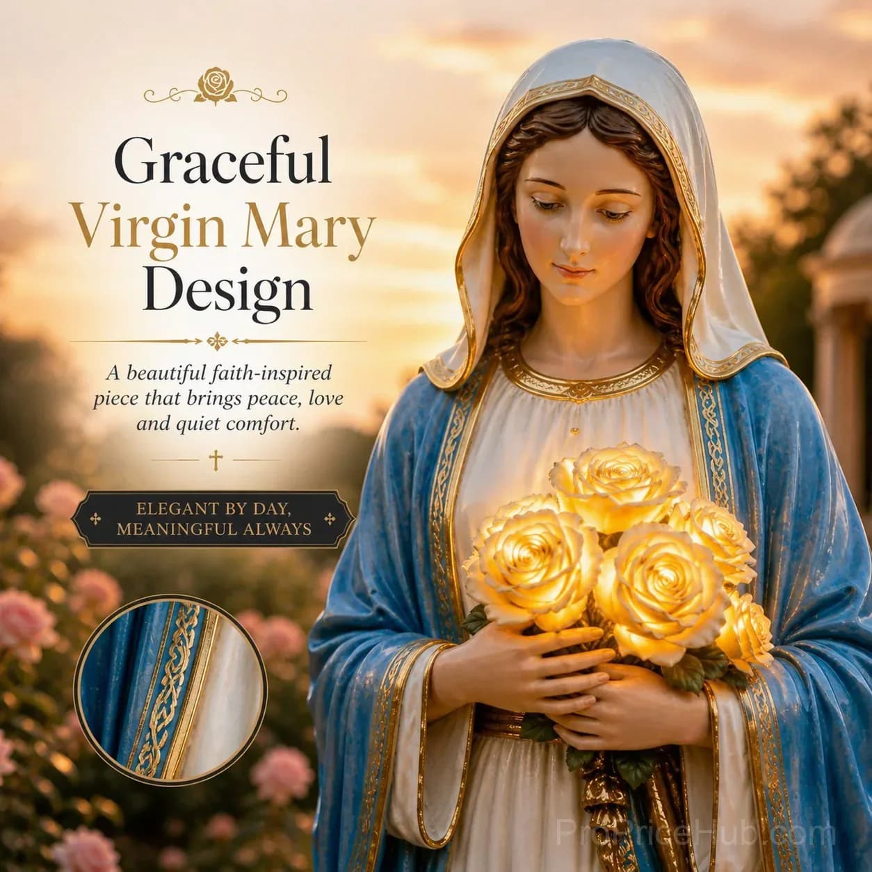 Solar-Powered Virgin Mary Garden Light Statue - View 3