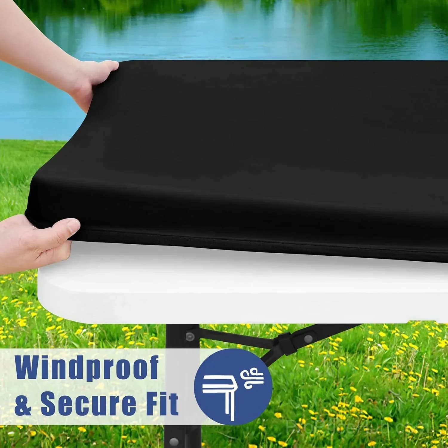 Stretch Fabric Table Top Cap Cover – Elastic Edge, Waterproof, Reusable - View 12