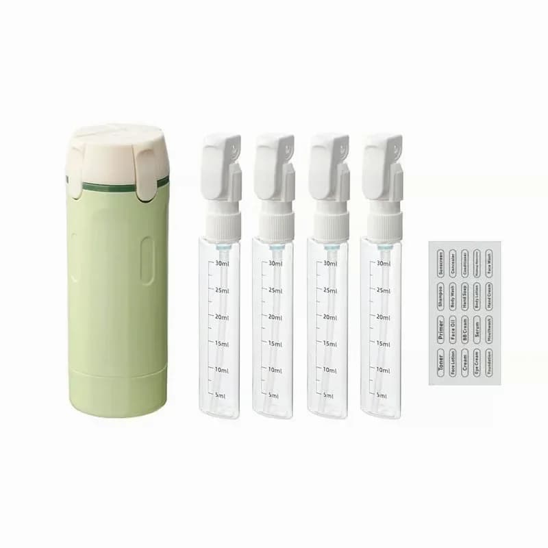 4-in-1 Leakproof Rotatable Travel Dispenser Set, Green - Main
