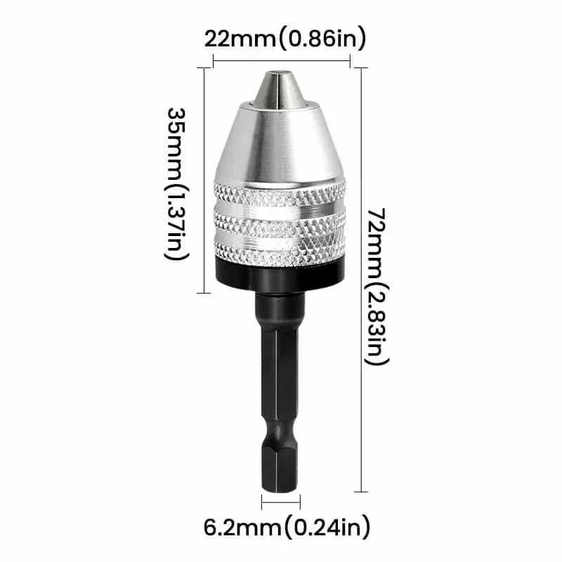 White 3-Jaw Conversion Chuck, 0.3–6.5mm with Rod - View 1