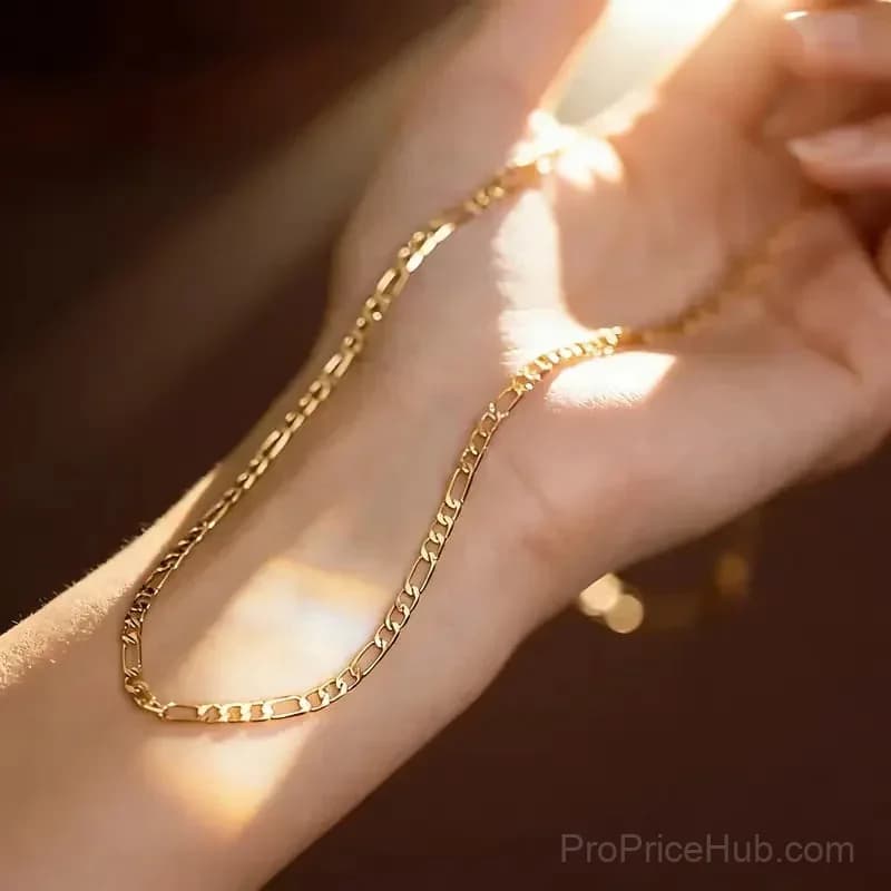 18K Gold Jewelry Set – 2-Piece Bracelet & Necklace Unisex - View 3