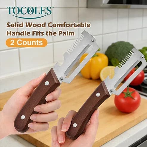 Wooden-Handled Stainless Steel Sharp Peeler - View 3