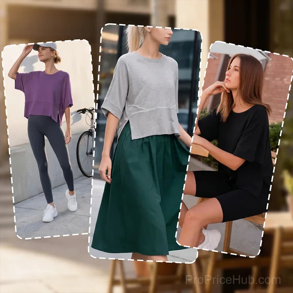 Solid Color Panel T-Shirt with Flared Sleeves - View 4