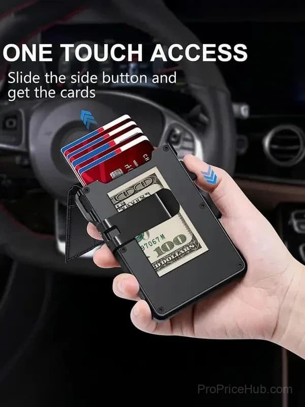 Men's RFID Blocking Wallet with Pop-Up Aluminum Case and Money Clip - View 3