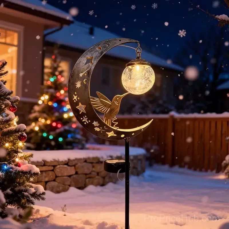 Hummingbird Moon Solar Garden Stake Light - View 2