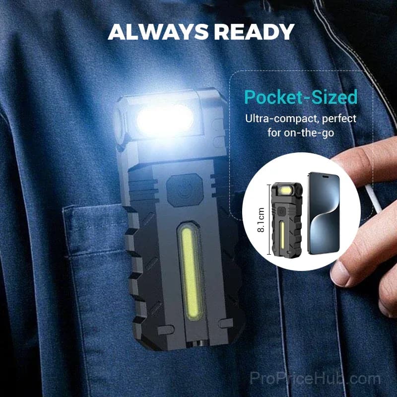 180° Rotating Head LED Work Light – Dual Beam, Magnetic Base, USB-C Rechargeable - View 6