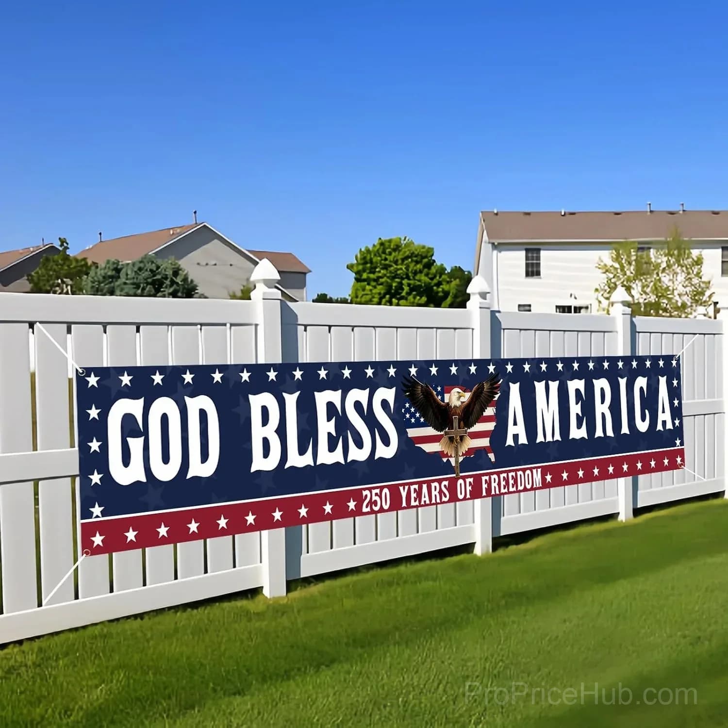 God Bless America 250th Anniversary Patriotic Outdoor Banner - View 1