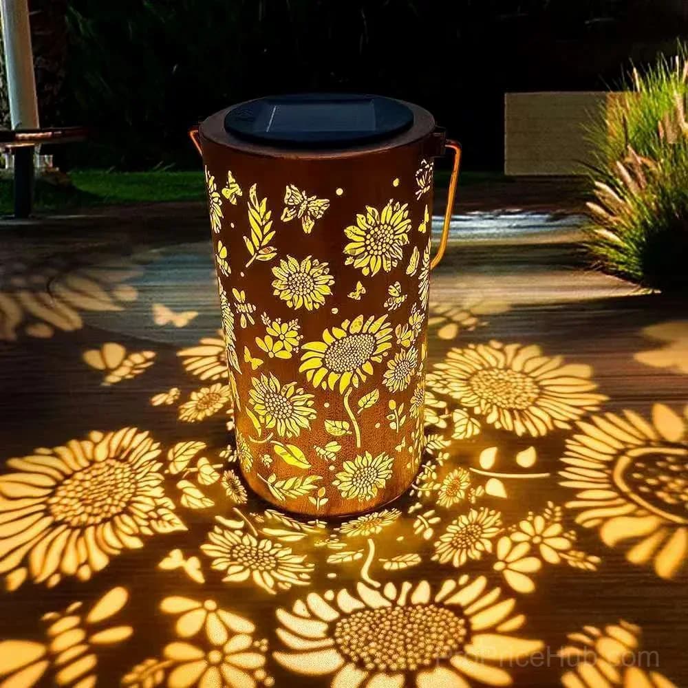 Colorful Sunflower Glow Solar Garden Lantern - View 1