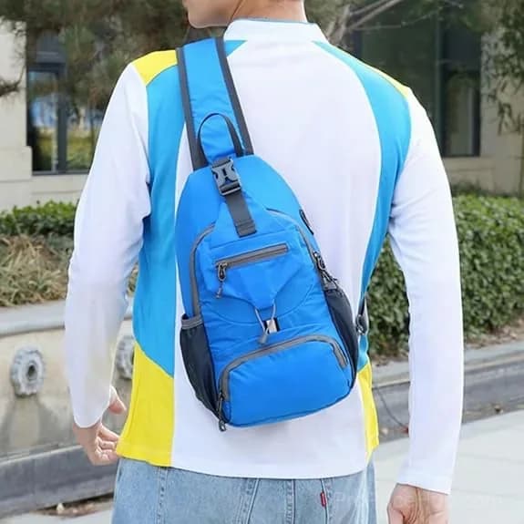 Packable Small Crossbody Sling Backpack with Side Pouch - View 2