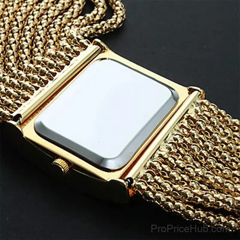 Ladies Gold Rhinestone Square Quartz Watch - View 8