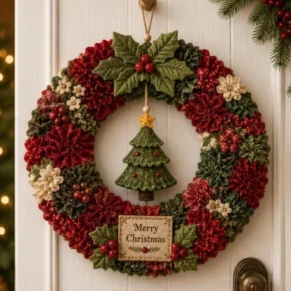 3D Fabric Poke Wreath DIY Kit for Home Decor - View 16
