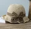 Khaki Straw Hat with Retro Bow - Main