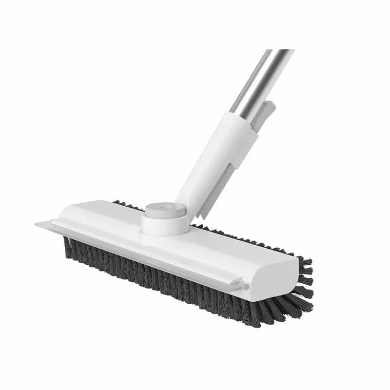 Hard Bristle Tile Floor Brush with 360° Swivel Head, Grey - View 2