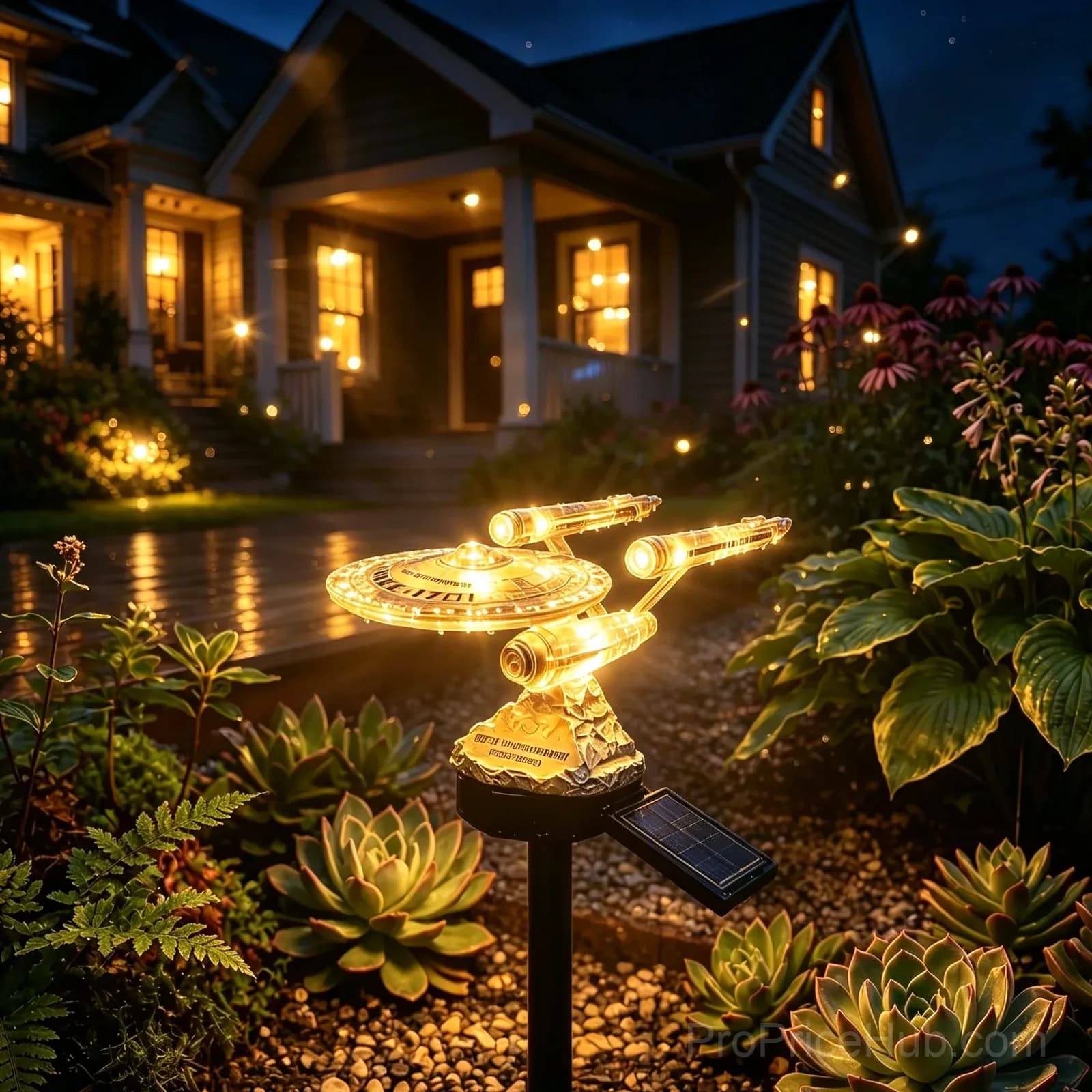 Sci-Fi Starship Solar Garden Light - Outdoor Decor - View 1