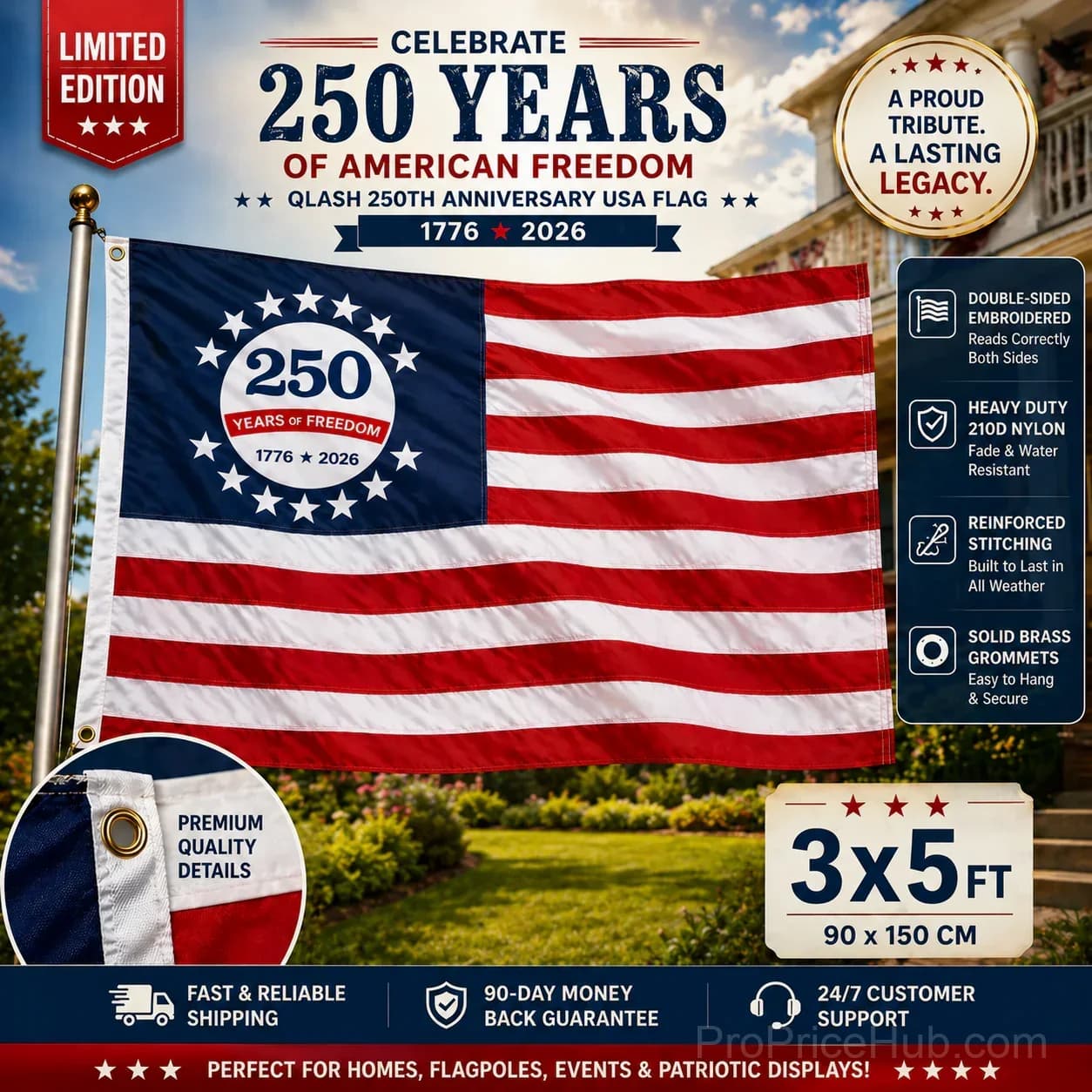 250th Anniversary USA Commemorative Flag - 3x5 Ft - Main