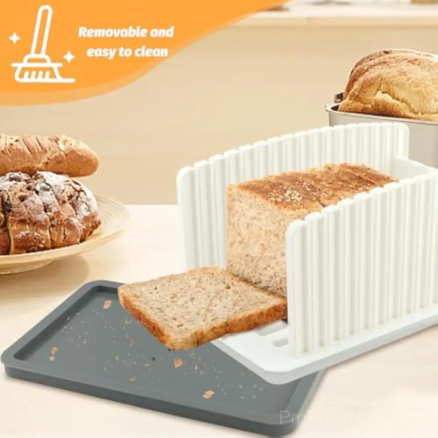 Adjustable Foldable Bread Slicer with Crumb Catcher Tray - View 9