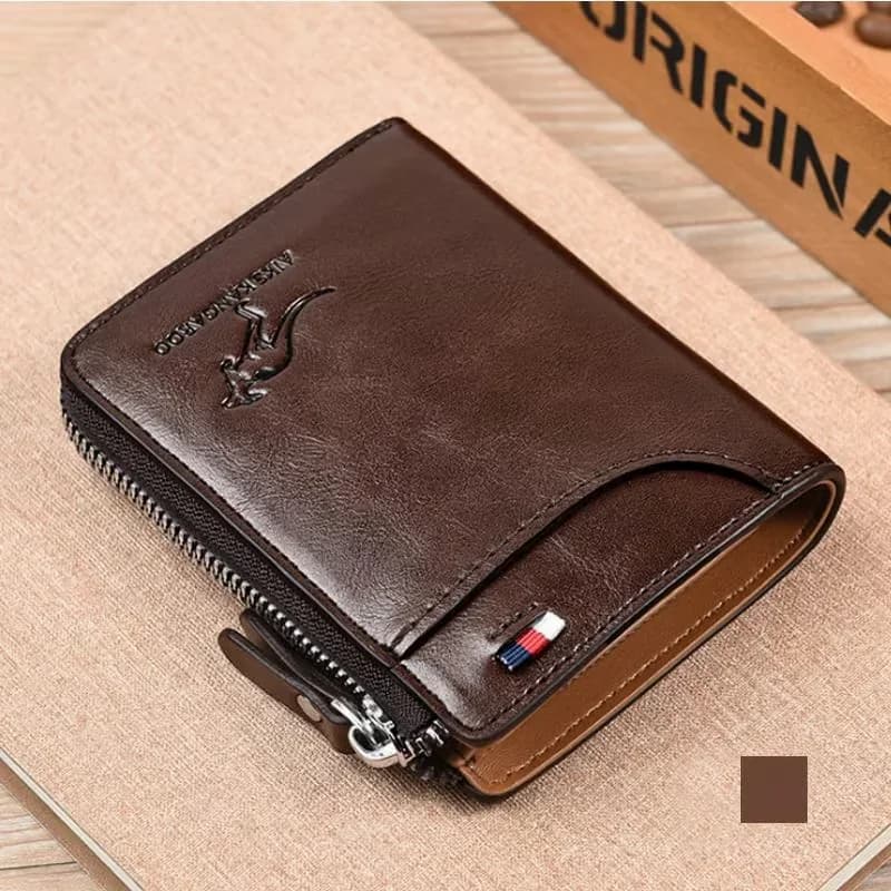 Men's RFID Blocking Zipper Wallet Purse, Khaki - View 15