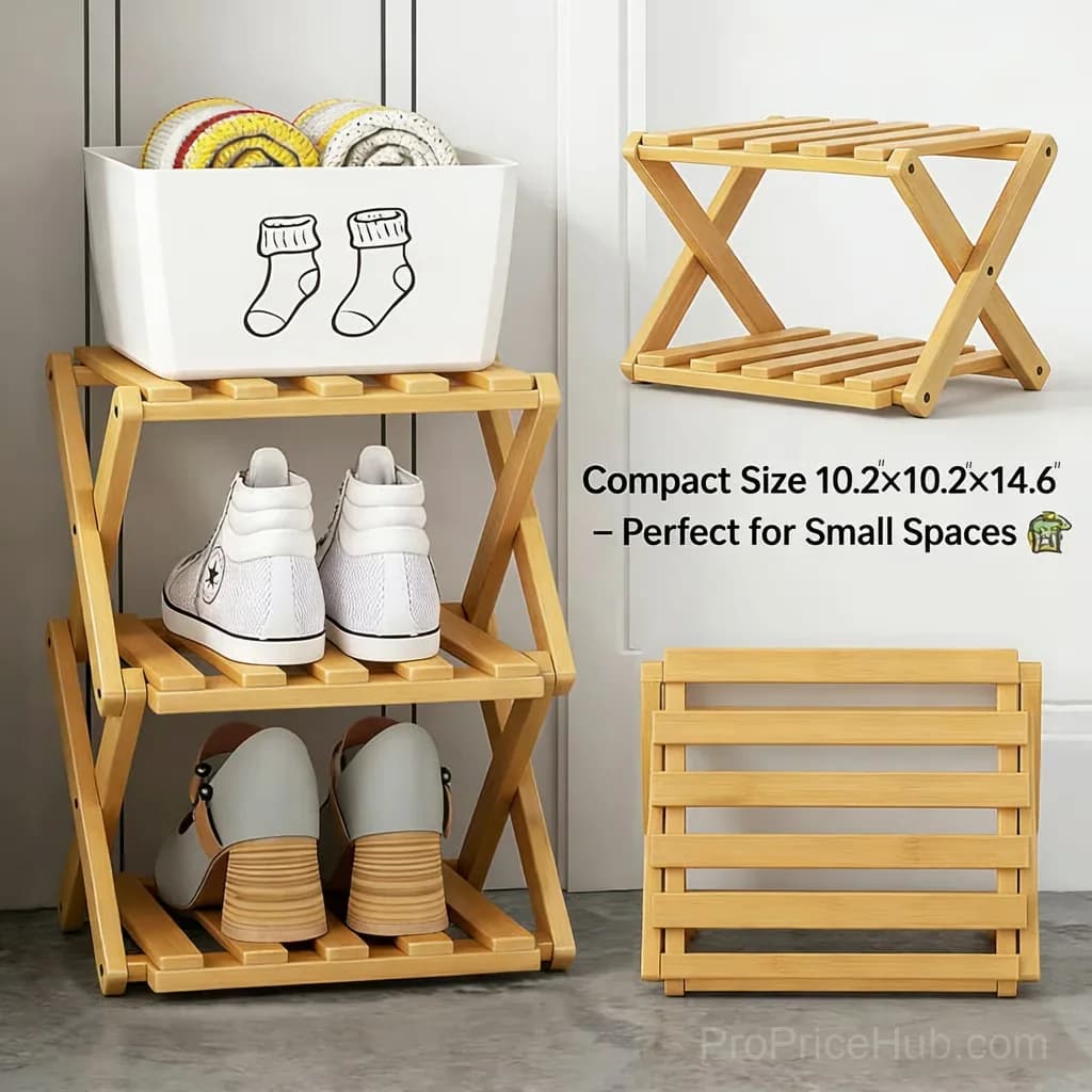 3-Tier Bamboo Storage Rack, Natural, No-Assembly - View 1