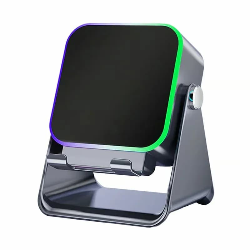 5-in-1 Wireless Induction Speaker with Adjustable Phone Stand, Black - View 2