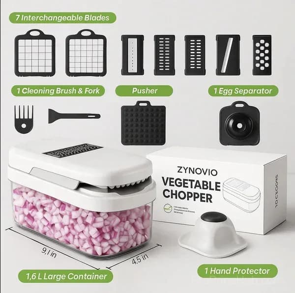 15-in-1 Vegetable Chopper, Multifunctional Food Chopper with 8 Blades - View 2