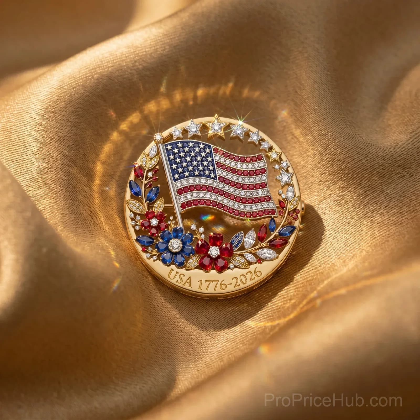 250th Anniversary USA Enamel Brooch Pin - View 3