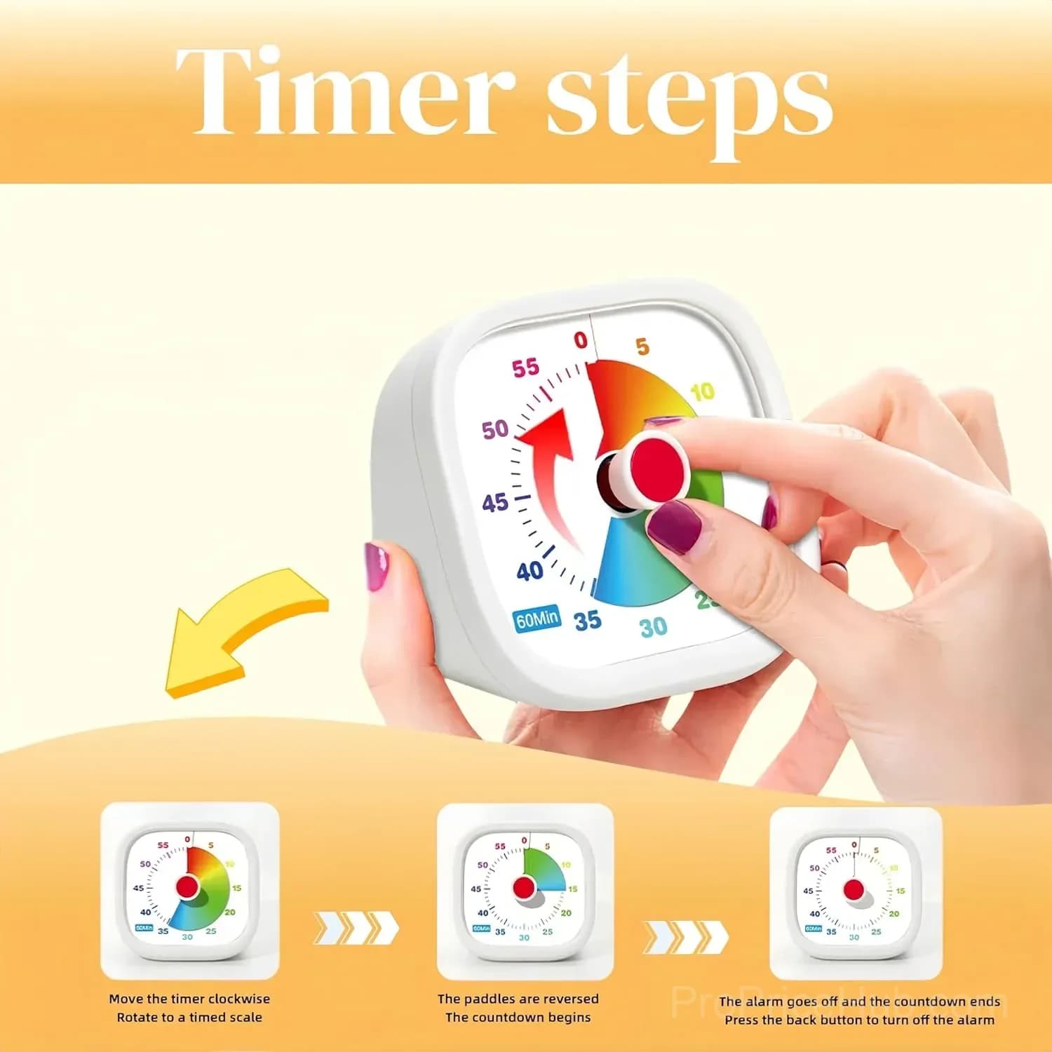 60-Minute Visual Timer for Kids, Silent Countdown, Blue - View 6