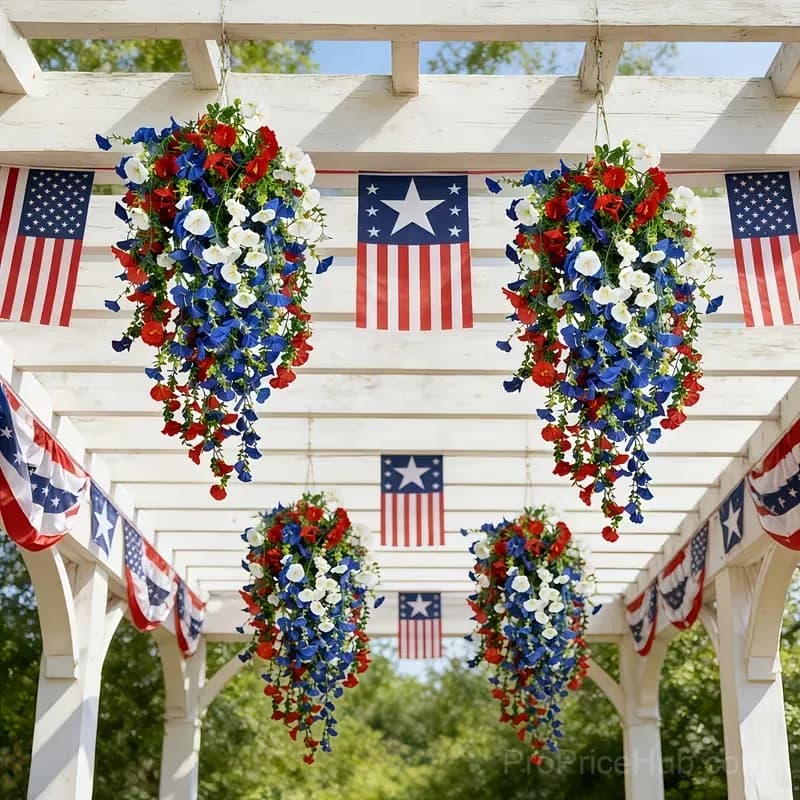Red, White & Blue Artificial Flowers for July 4th Porch & Party Decor - View 1